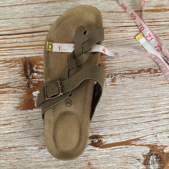 Cushionaire Libby Taupe Braided Slip-On Sandals Women’s 8M Suede Footbed Comfort - Picture 13 of 17